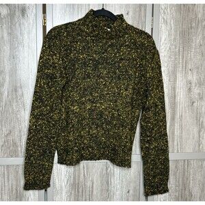 Agnes B. Sweater Size 3 Mock Turtleneck Wool Blend Marbled Black and Yellow